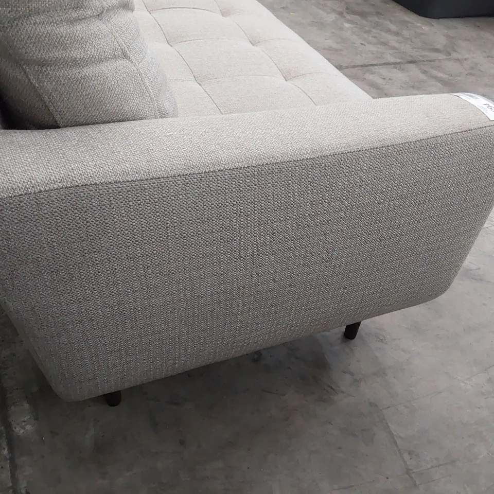 DESIGNER THREE SEATER SOFA LIGHT GREY FABRIC 