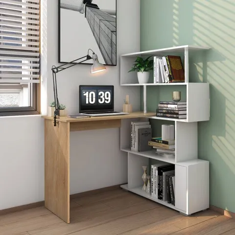 BOXED MILROY L-SHAPED WRITING DESK (1 BOX)