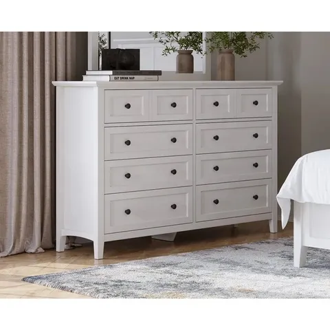 BOXED GRACE EIGHT DRAWER DRESSER IN SNOWFALL WHITE