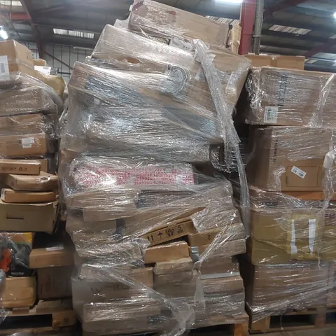 PALLET CONTAINING A LARGE QUANTITY OF ASSORTED FURNITURE ITEMS INCLUDING: RUGS, SHOE RACK, VINYL FLOORING ECT