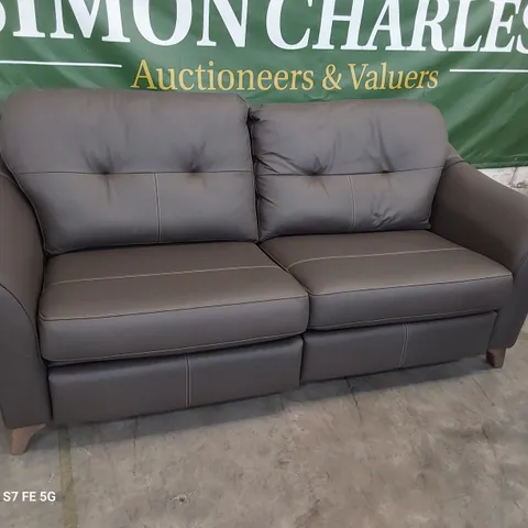 QUALITY BRITISH DESIGNER G PLAN HATTON FORMAL BACK POWER RECLINING THREE SEATER SOFA CAMBRIDGE EARTH LEATHER