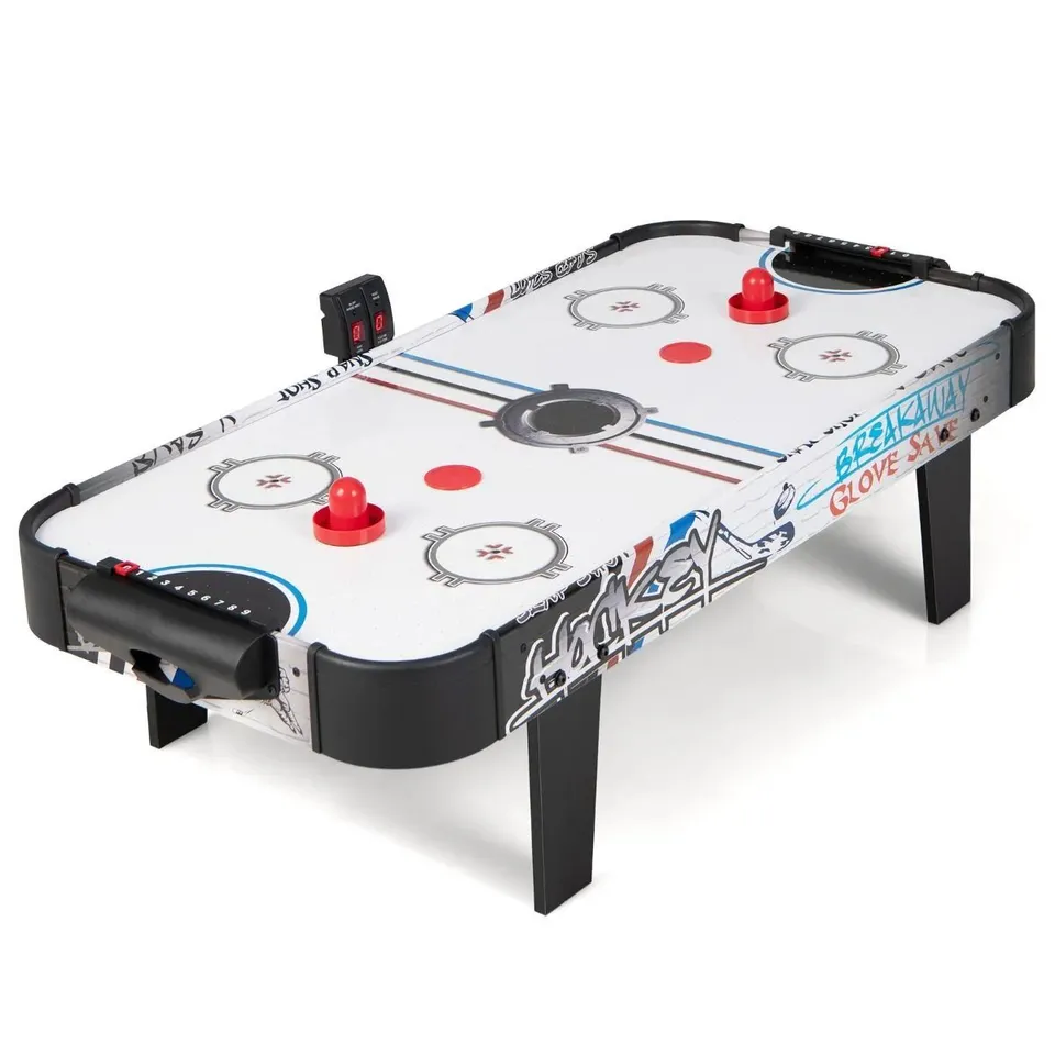 BOXED COSTWAY AIR POWERED HOCKEY TABLE WITH PUCKS PUSHERS AND LED SCOREBOARD
