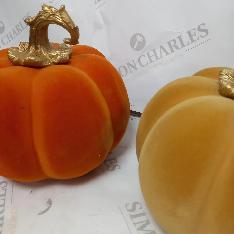 HOME REFLECTIONS SET OF 2 AUTUMN VELVET PUMPKINS