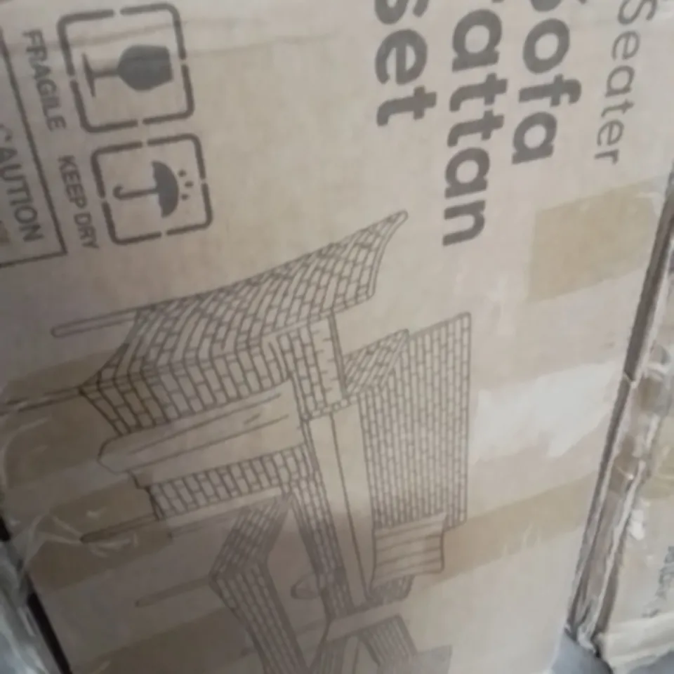 BOXED KEPLIN 4 SEATER SOFA RATTAN SET -GREY-