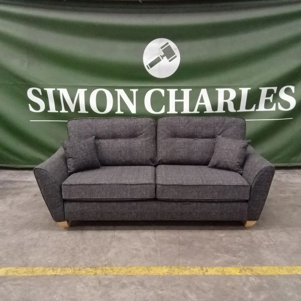 HALSTOW 3 SEATER FABRIC SOFA - CHARCOAL RRP £749