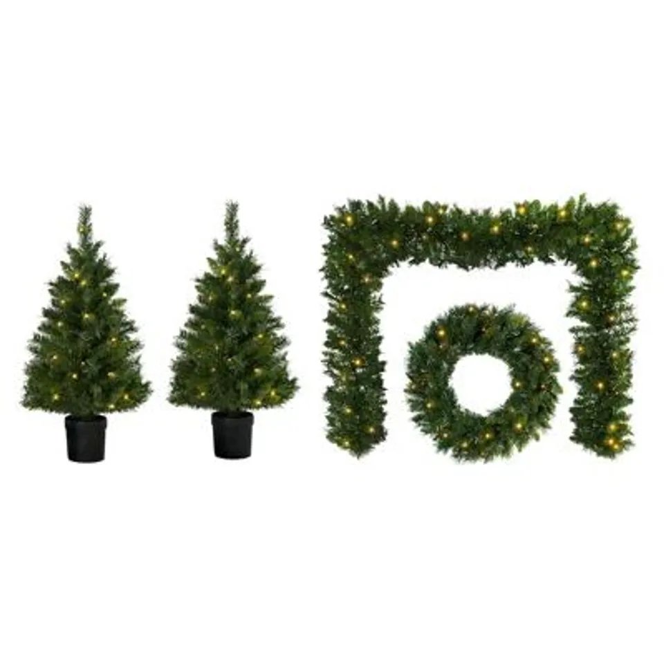 BOXED 4 PIECE PRE - LIT CHRISTMAS DOOR SET (1 BOX) 