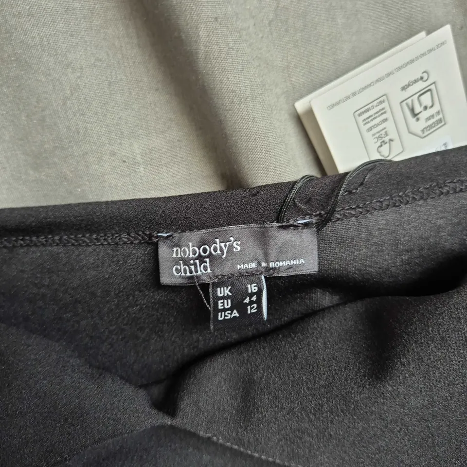 NOBODY'S CHILD BLACK WRAP DRESS, UK 16 (EU 44, USA 12)