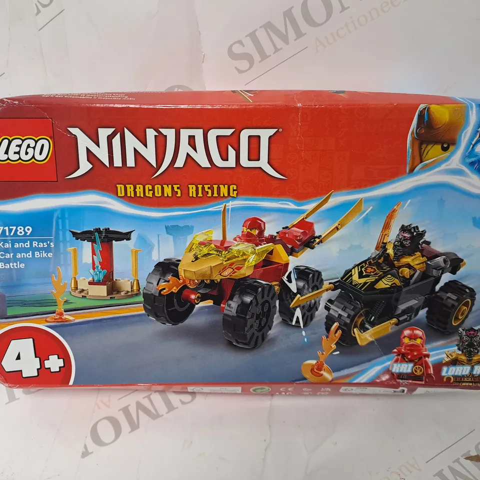 BOXED LEGO NINJAGO DRAGONS RISING KAI AND RAS'S CAR AND BIKE BATTLE RRP £18.99