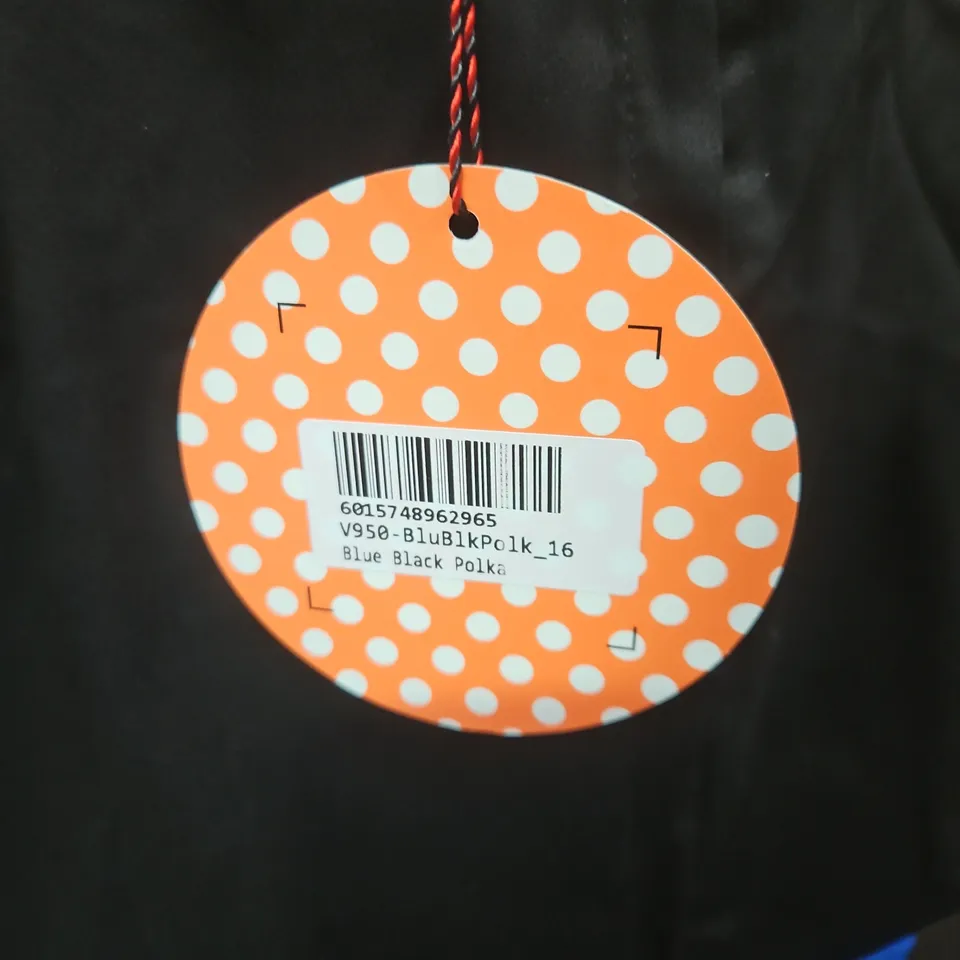 DOLLY & DOTTY WOMEN’S BLUE & BLACK POLKA DOT DRESS SIZE 16
