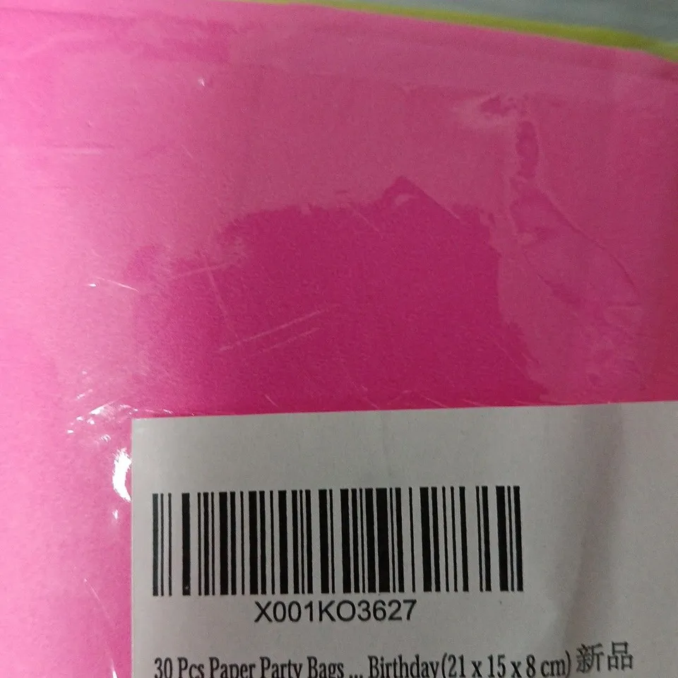 30 PCS PINK PAPER PARTY BAGS – BIRTHDAY (21 X 15 X 8 CM)