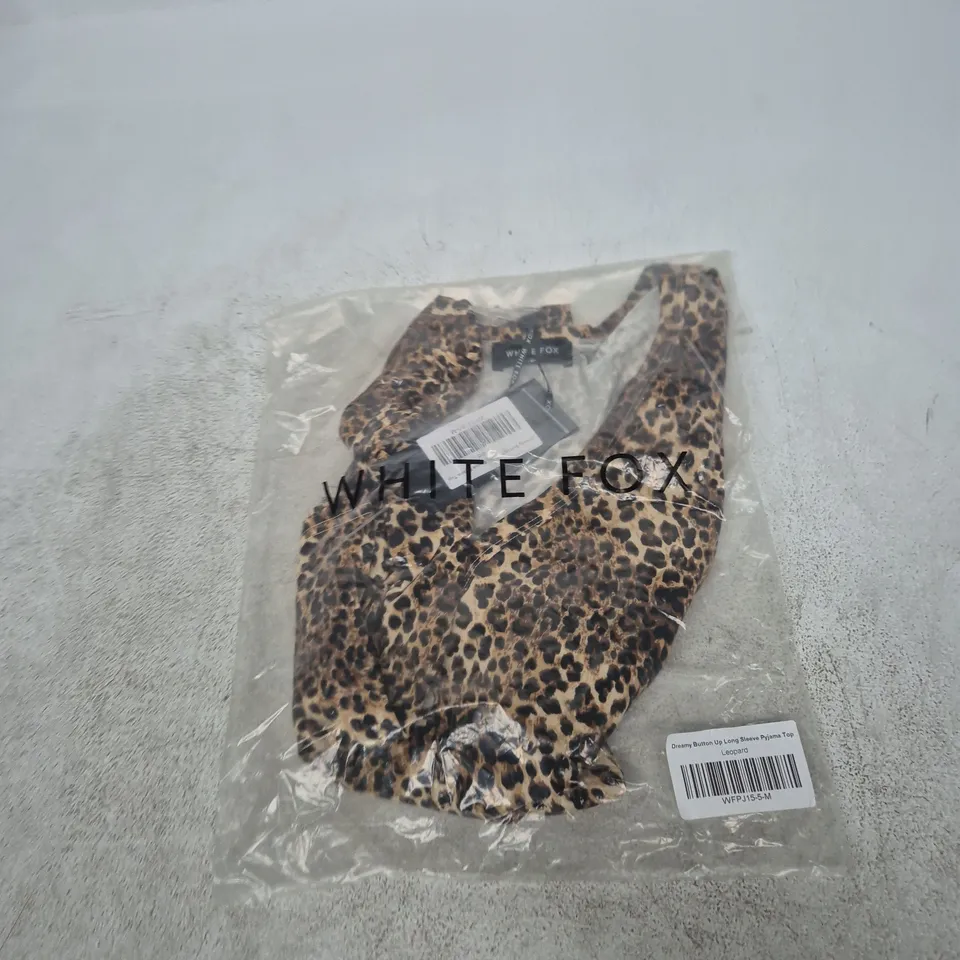 WHITE FOX LEOPARD PRINT DREAMY BUTTON-UP LONG SLEEVE PYJAMA TOP – WOMEN'S, SIZE M
