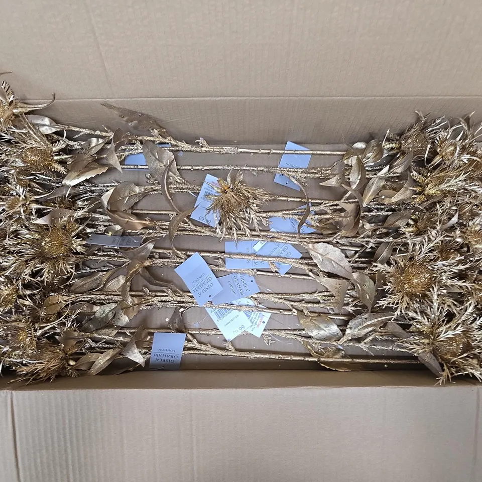 APPROXIMATELY 12 GISELA GRAHAM GOLD-TONED DECORATIVE ARTIFICIAL FLOWER STEMS