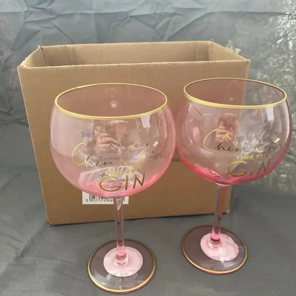 24 BRAND NEW BOXED PINK GIN GLASSES - COLLECTION ONLY