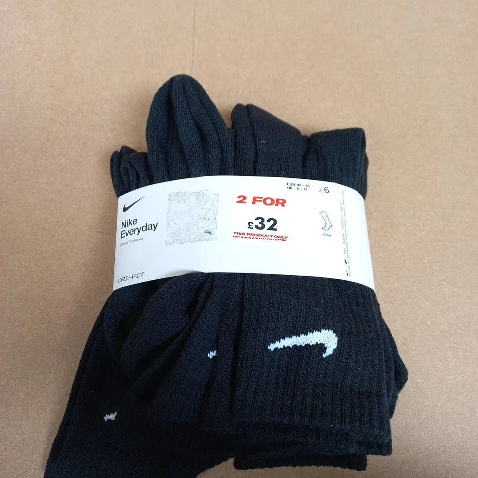 NIKE EVERYDAY DRI-FIT SOCKS – BLACK, 6-PACK (UK 6-11)