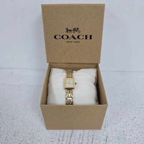 BOXED COACH LADIES MARA GOLD PLATED BRACELET WOMENS WATCH