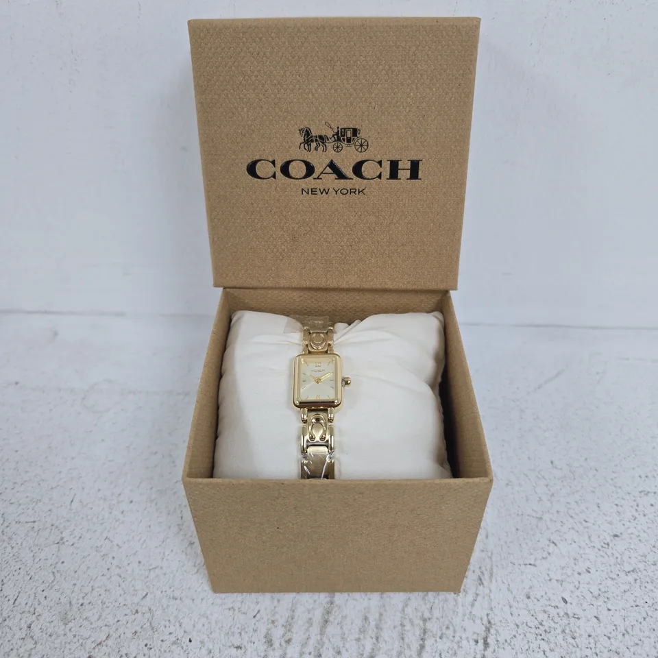 BOXED COACH LADIES MARA GOLD PLATED BRACELET WOMENS WATCH