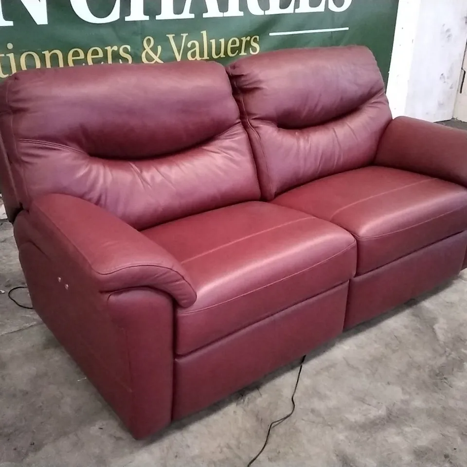 QUALITY BRITISH DESIGNED & MANUFACTURED G PLAN WASHINGTON 18 3 SEATER POWER RECLINER SOFA CAPRI CLARET LEATHER