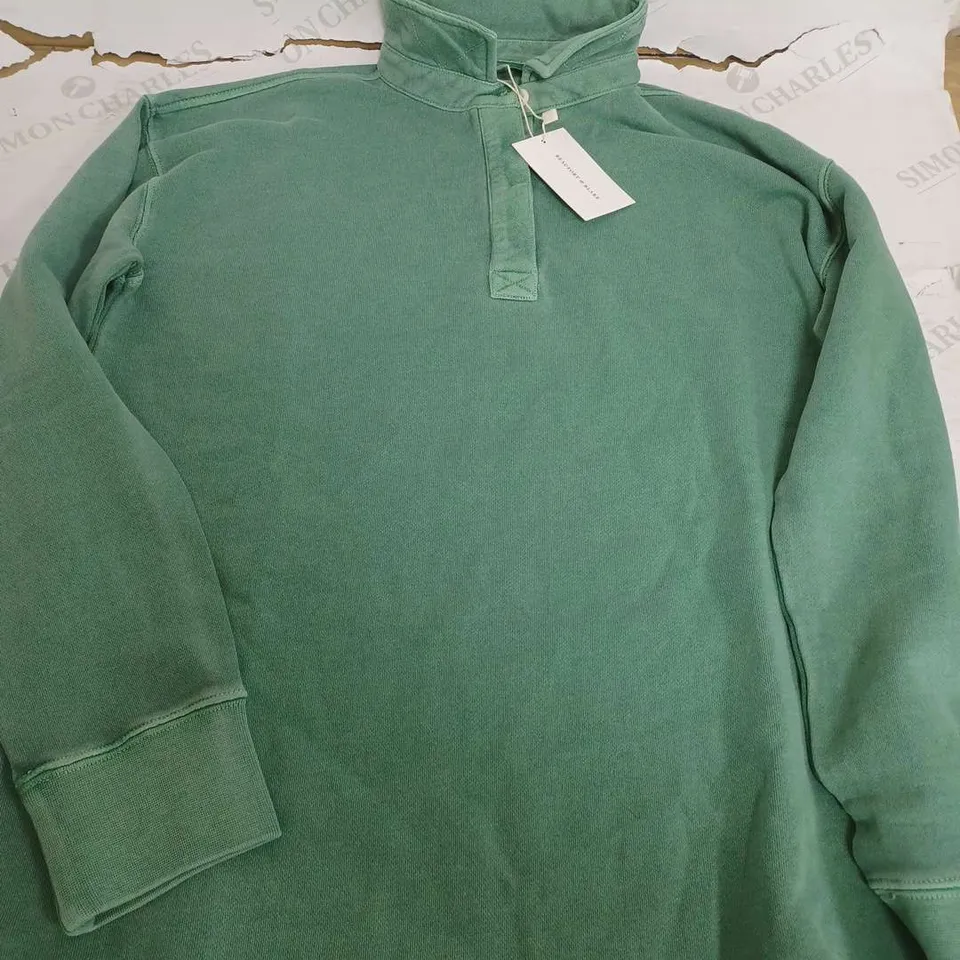 BEAUFORT & BLAKE KITTISFORD GREEN HALF BUTTON SWEAT - MEDIUM