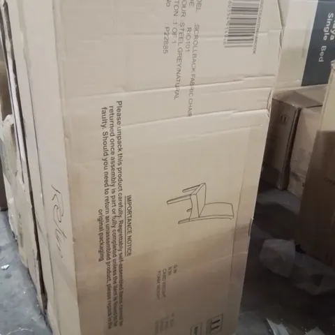 BOXED SCROLLBACK FABRIC CHAIR STEEL GREY