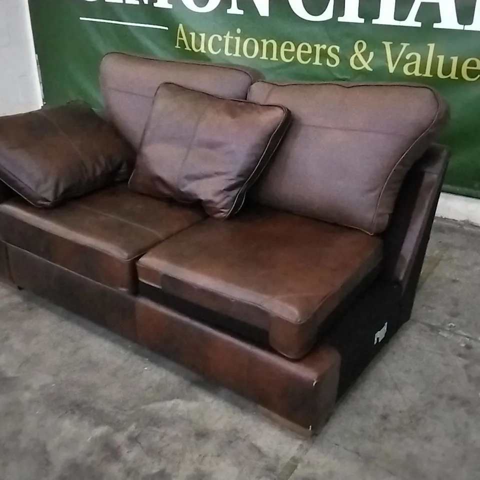 QUALITY BRITISH DESIGNER TAN LEATHER SOFA SECTION