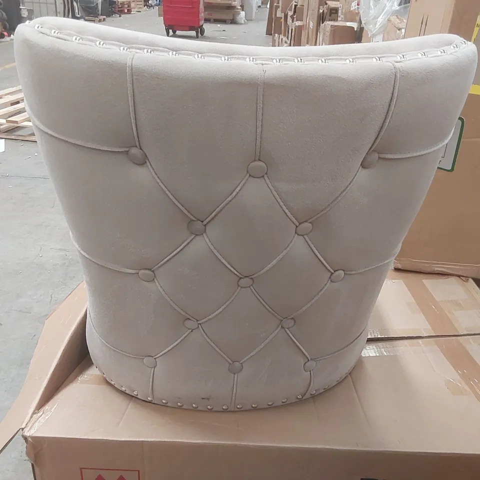 BOXED PAIR OF INDUS VALLEY TAUPE VELVET UPHOLSTERED DINING CHAIRS
