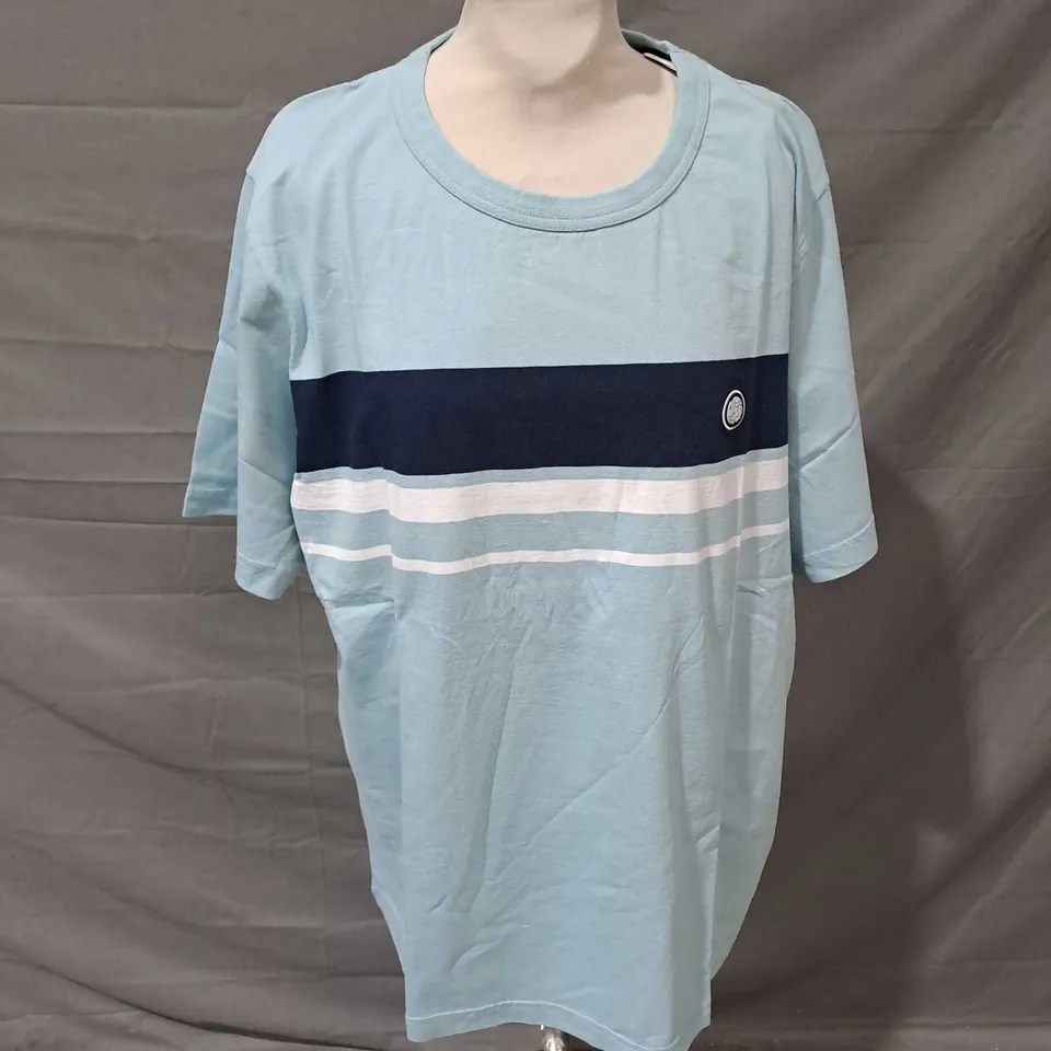 PRETTY GREEN PRESTLEIGH CHEST STRIPE TSHIRT IN BLUE SIZE XXL