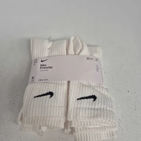 NIKE EVERYDAY COTTON CUSHIONED CREW SOCKS – WHITE, UK 6-11, PACK OF 6