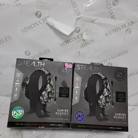 LARGE BOX OF ASSORTED STEALTH COMMANDER GAMING HEADSETS WITH STAND FOR XBOX, PS4/PS5, SWITCH, PC