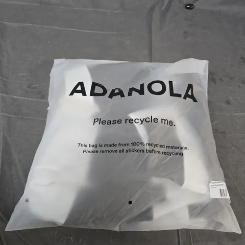 ADANOLA STRIPE OVERSIZED HENLEY SWEATSHIRT – COFFEE BEAN/MARSHMALLOW WHITE – SIZE S