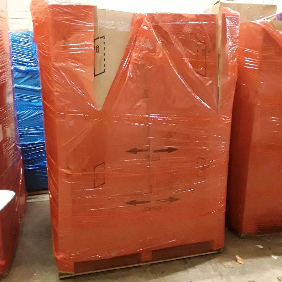 PALLET OF ASSORTED HOUSEHOLD GOODS AND PRODUCT TO INCLUDE; LIVELYNINE PEEL AND STICK WALL PANELS, 3 STEP LADDER, SMALL RUG, BOXED FURNITURE ETC
