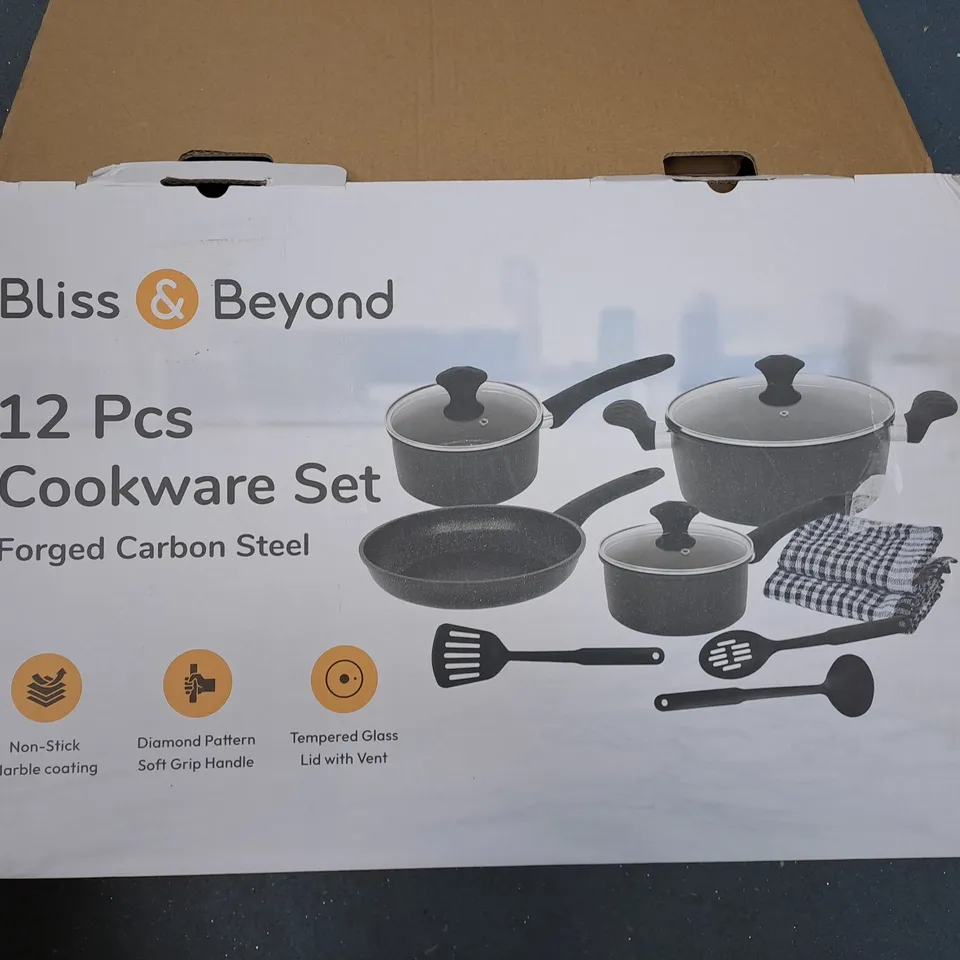 BLISS & BEYOND 12 PCS COOKWARE SET – FORGED CARBON STEEL