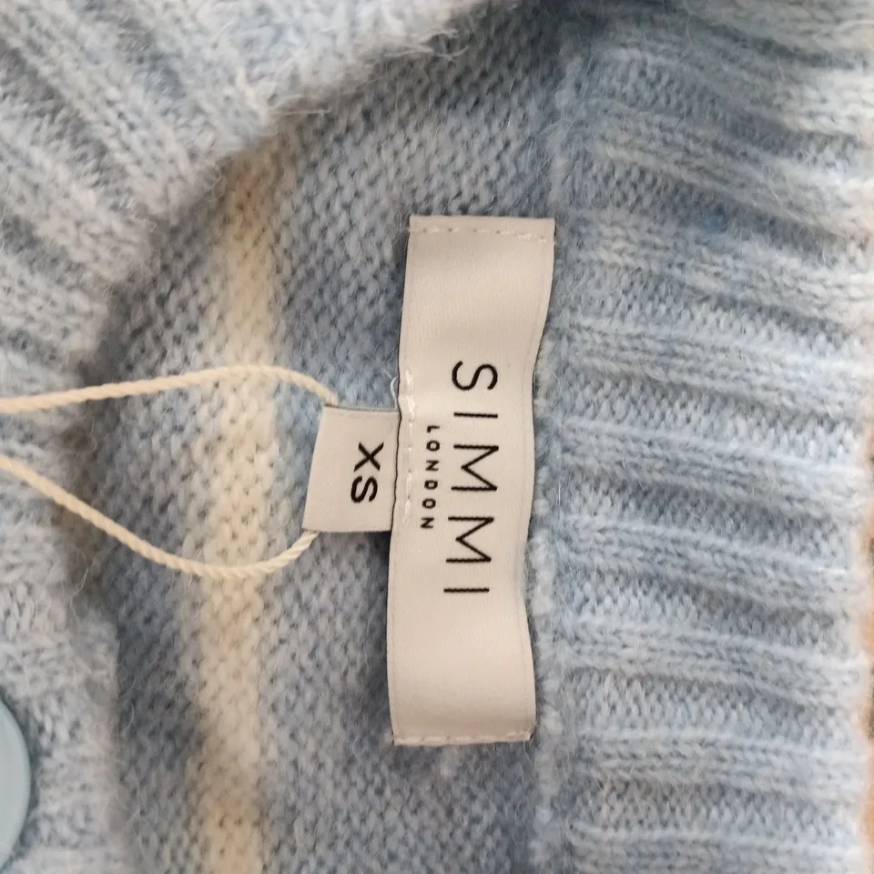 SIMMI London Striped Knit Cardigan, XS – blue & white