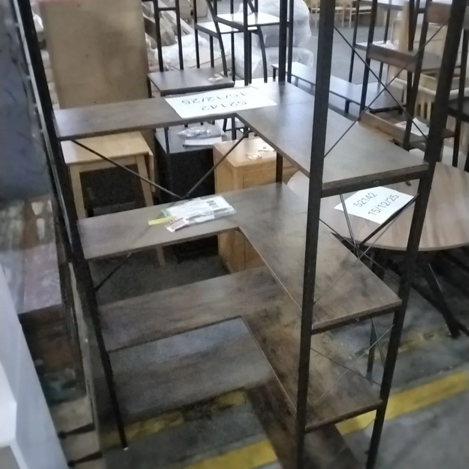 WILLISTON FORGE 5 SHELF CORNER BOOK SHELF, INDUSTRIAL CORNER BOOKCASE, 5-TIER TALL CORNER SHELF