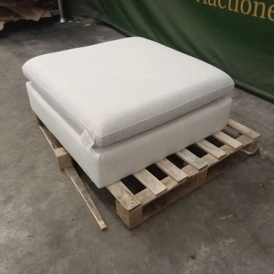 QUALITY DESIGNER ASHER BEIGE BOUCLE FOOTSTOOL