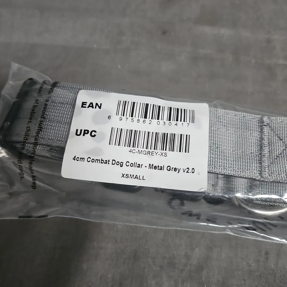 BULLY BILLOWS 4CM COMBAT DOG COLLAR - METAL GREY V2.0, XS