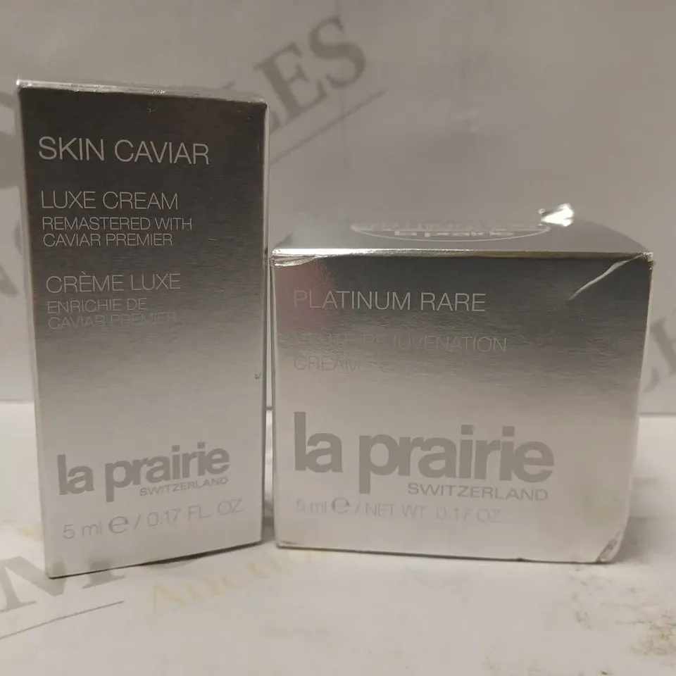 LOT OF 2 LA PRAIRIE PRODUCTS TO INCLUDE PLATINUM RARE HAUTE REJUVENATION CREAM 5ML & SKIN CAVIAR 5ML