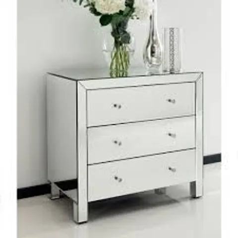 BRAND NEW HOMESDIRECT365 ROMANO CRYSTAL MIRRORED 3 DRAWER CHEST