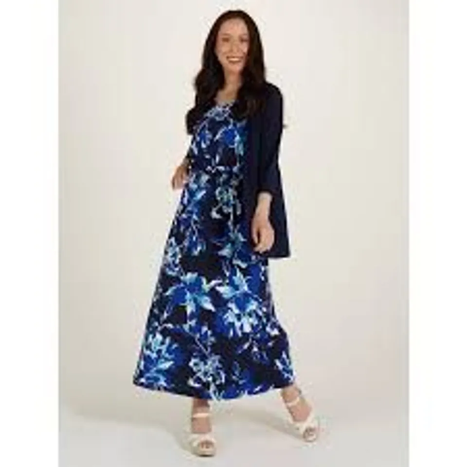 KIM & CO PRINT MIDI DRESS TURQUOISE LARGE