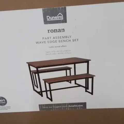 BOXED DUNELM RONAN PART ASSEMBLY WAVE EDGE BENCH SET