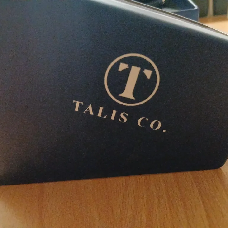 TALIS CO. WRISTWATCH – BLUE DIAL, ROMAN NUMERALS, LEATHER STRAP, BOXED