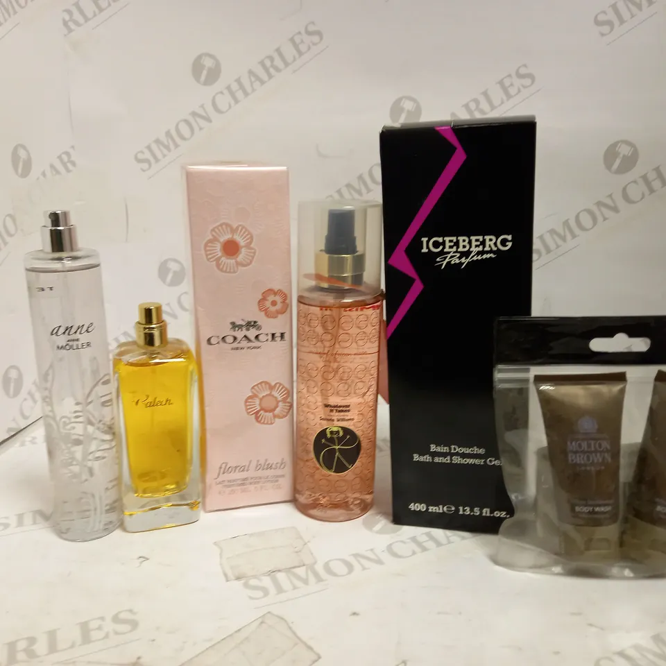 LOT OF APPROXIMATELY 15 ASSORTED BATH & BODY ITEMS, TO INCLUDE COACH, ICEBERG, MOLTON BROWN, ETC
