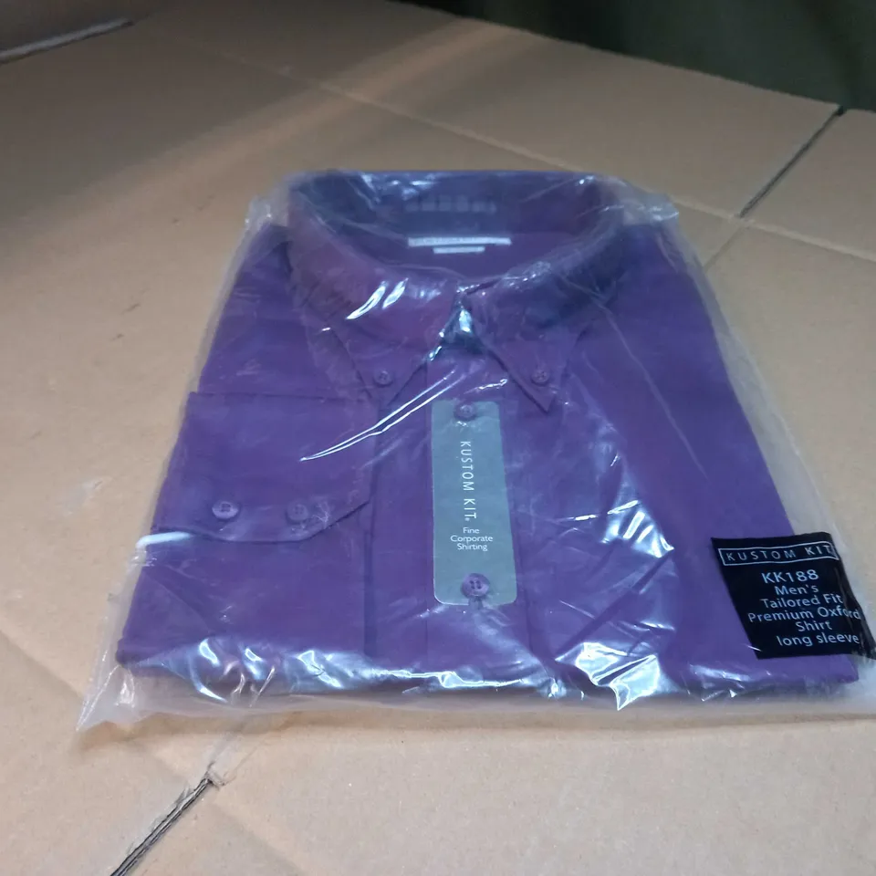 PACKAGED KUSTOM KIT MENS TAILORED PLUM SHIRT - 3XL