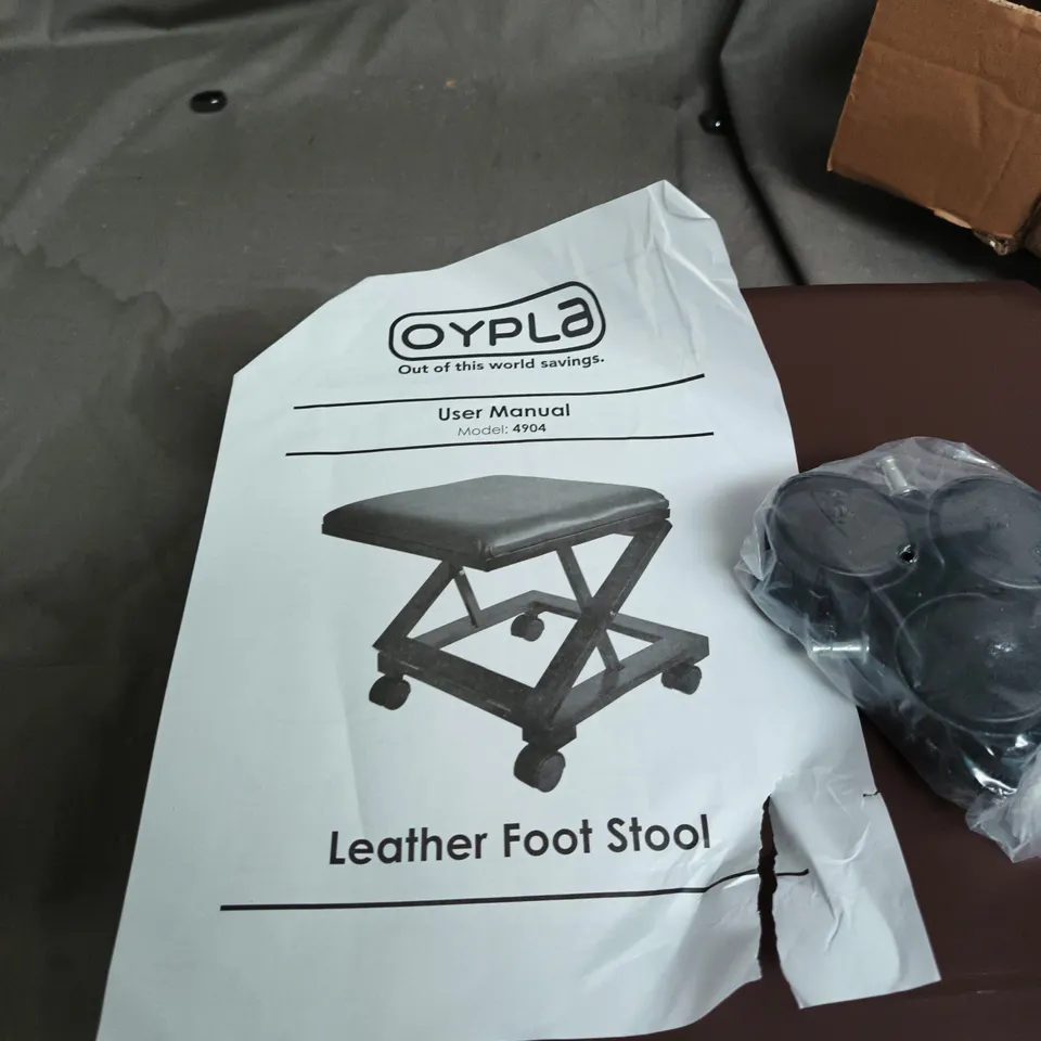 OYPLA LEATHER FOOT STOOL ON CASTORS – MODEL 4904