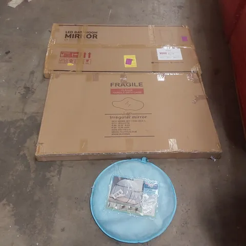 PALLET CONTAINING A VERY LARGE QUANTITY OF ASSORTED ITEMS INCLUDING: LED BATHROOM MIRROR, IRREGULAR MIRROR, MOSQUITO NET ECT
