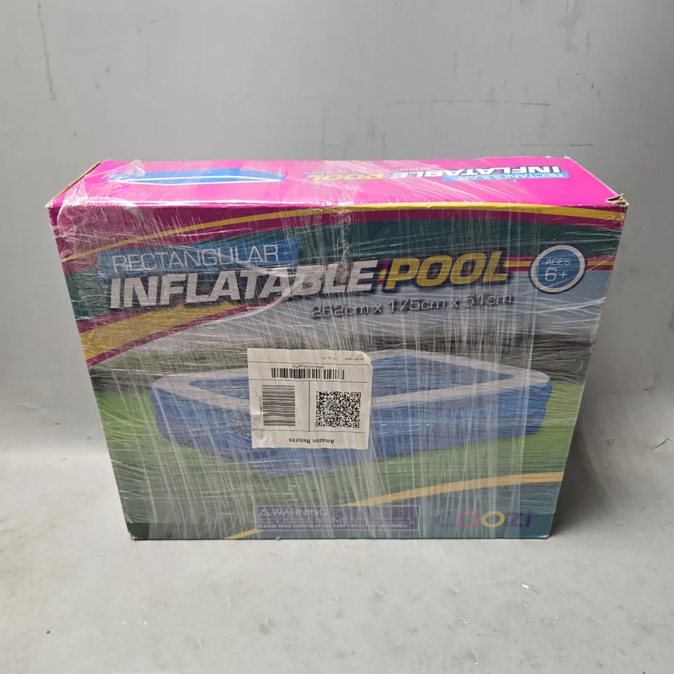BOXED RECTANGULAR INFLATABLE POOL 262CM X 175CM X 51CM