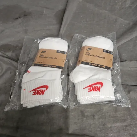 NIKE X2 EVERYDAY ESSENTIAL 3PACK ANKLE SOCKS IN WHITE SIZE 5-8