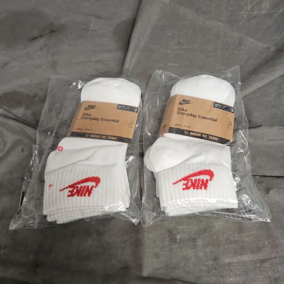 NIKE X2 EVERYDAY ESSENTIAL 3PACK ANKLE SOCKS IN WHITE SIZE 5-8