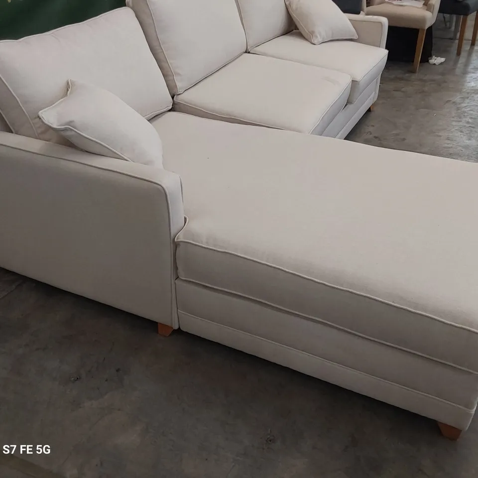 DESIGNER ALDBOURNE FIVE SEATER LH CHAISE METAL ACTION SOFABED NATURAL FABRIC 
