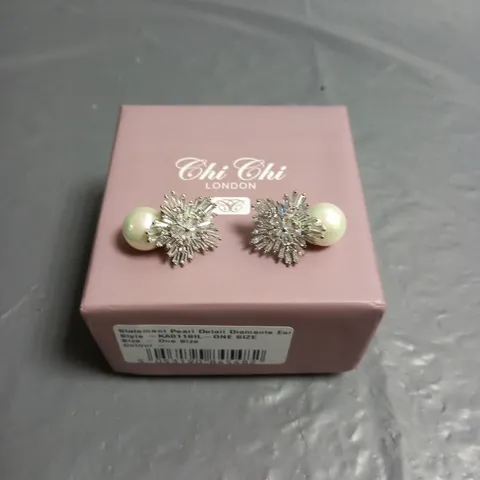 CHI CHI LONDON STATEMENT PEARL DETAIL DIAMANTE EARRINGS