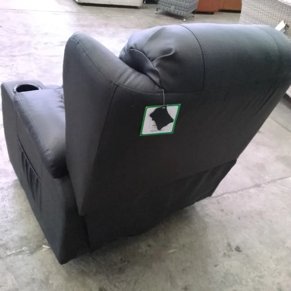 MANUAL RECLINER ARMCHAIR - BLACK LEATHER
